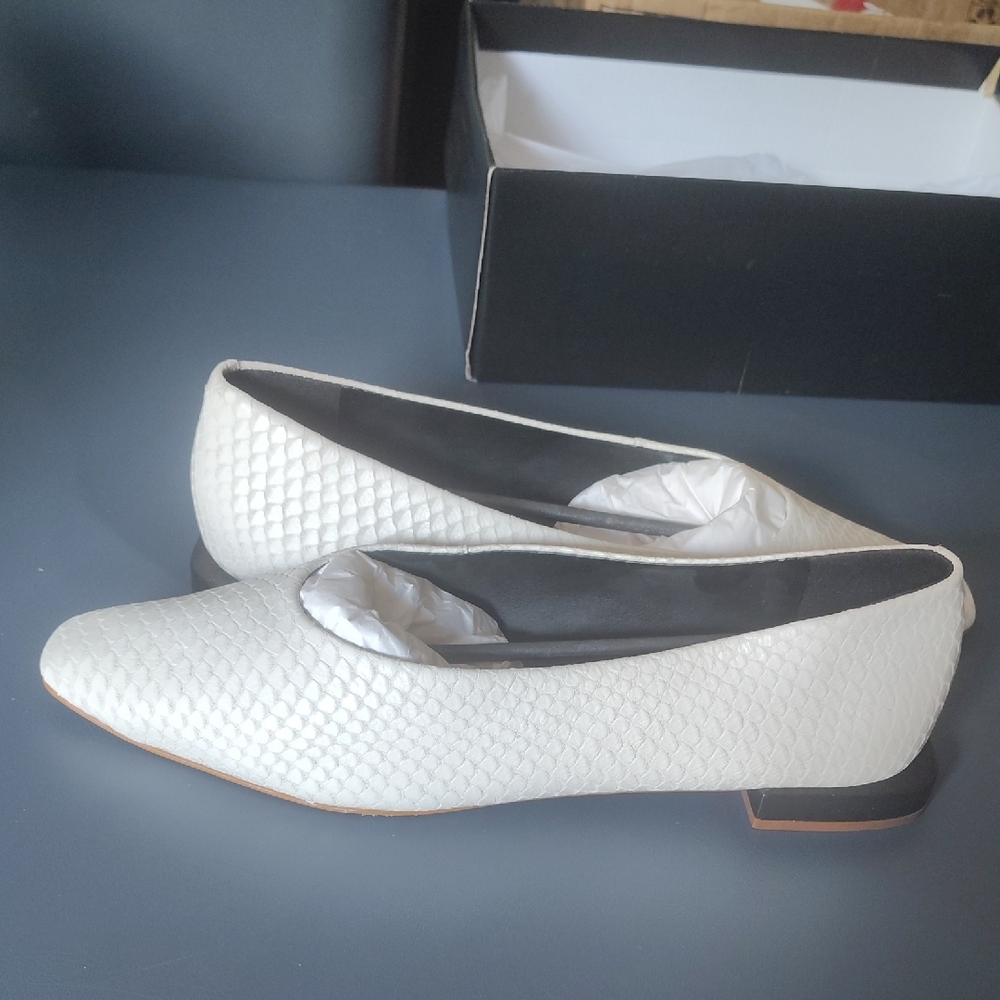 Saks Fifth Avenue Snake Embossed Leather Flats NWT Comes With The Box 9.5 - Picture 4 of 10